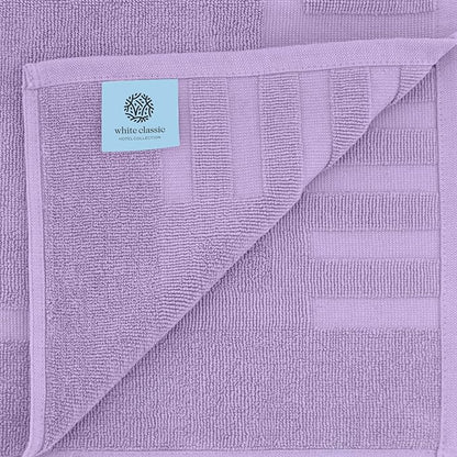 White Classic Luxury Bath Mat Floor Towel Set - Absorbent Cotton Hotel Spa Shower/Bathtub Mats [Not a Bathroom Rug] 22"x34" | 2 Pack | Lavender