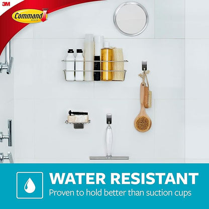 Command Shower Caddy Satin Nickel with Water Resistant Command Strips, Bathroom Organizer, Holds up to 6.5 lbs