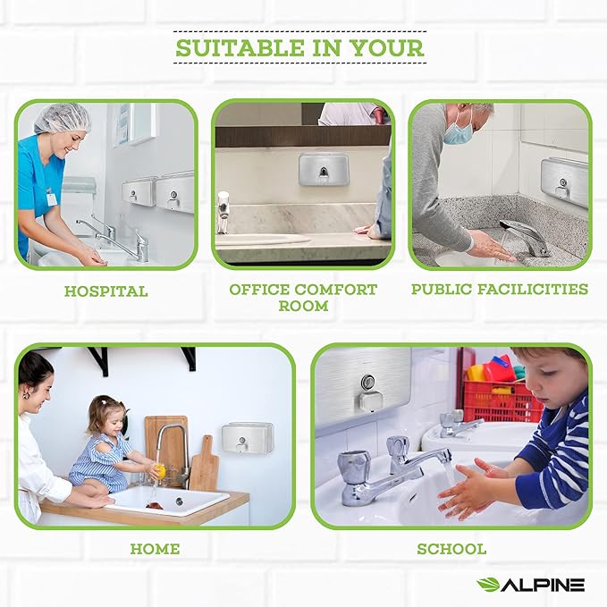 Alpine Wall Mounted Stainless Steel Liquid Soap Dispenser