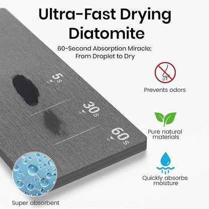 BOTEMY Toothbrush Holder with Instant Drying Stone - Bathroom Counter Organizer, Diatomite Electric Toothbrush Toothpaste Holders, Bathroom Sink Organizers and Storage,Black