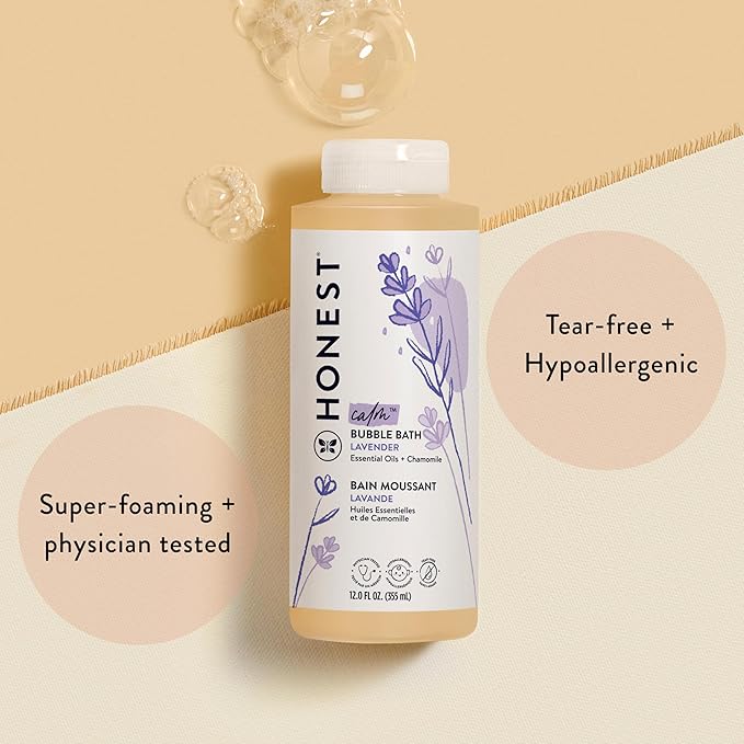 The Honest Company Foaming Bubble Bath Gentle Tear-Free Hypoallergenic Baby Wash with Naturally Derived Ingredients Lavender Calm 12 fl oz