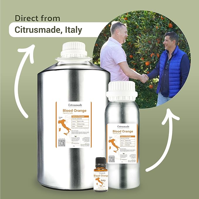 Blood Orange Essential Oil - Direct from Citrusmade in Sicily - Pure Essential Oil for Diffusers and Aromatherapy - Natural Citrus Scent | 100% Pure Therapeutic Grade (8oz)