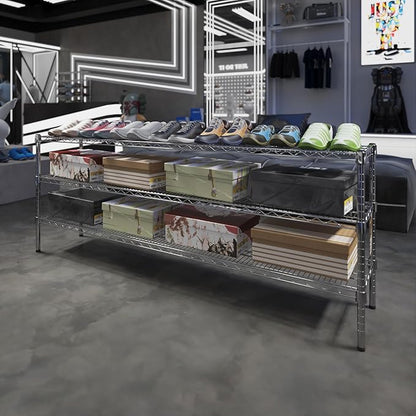 14" Deep x 72" Wide x 27" Height Wire Shelving Kit | 3-Tier | NSF Commercial Storage Rack Unit