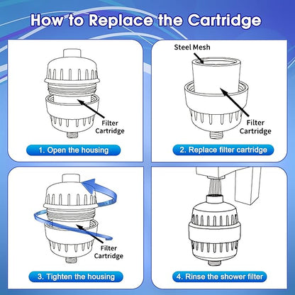 6 Pack 20 Stage Shower Filter Replacement Cartridge, Shower Head Filter Refill for Hard Water to Remove Chlorine Fluoride Heavy Metal, High Output Bath Cartridges for Skin Hair Healthy
