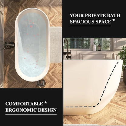 59" Acrylic Freestanding Bathtub, Free Standing Tub, Stand Alone Tub with Overflow and Drain, cUPC Certified, Gloss White