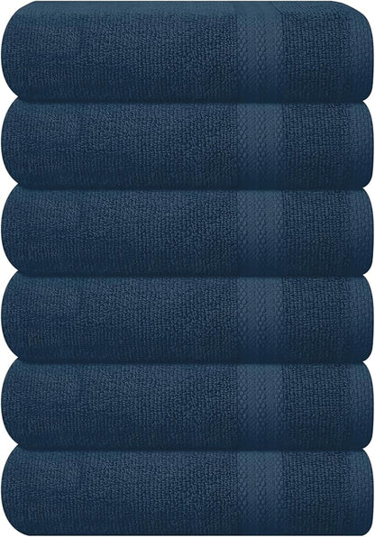 GLAMBURG Ultra Soft 6-Piece Hand Towel Set 16x28-100% Ringspun Cotton - Durable & Highly Absorbent Hand Towels - Ideal for use in Bathroom, Kitchen, Gym, Spa & General Cleaning - Mineral Blue