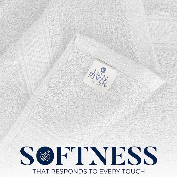 RIVERSIDE 100% Ring Spun Cotton Large Bath Towels Set of 4, 27 x 54 Inches – Quick Dry, Soft & Highly Absorbent Towels for Shower & Bathroom – Luxury 600 GSM Towels for Home, Spa, Gym, Hotel, White