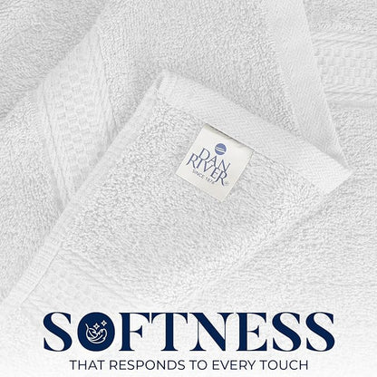 RIVERSIDE 100% Ring Spun Cotton Large Bath Towels Set of 4, 27 x 54 Inches – Quick Dry, Soft & Highly Absorbent Towels for Shower & Bathroom – Luxury 600 GSM Towels for Home, Spa, Gym, Hotel, White
