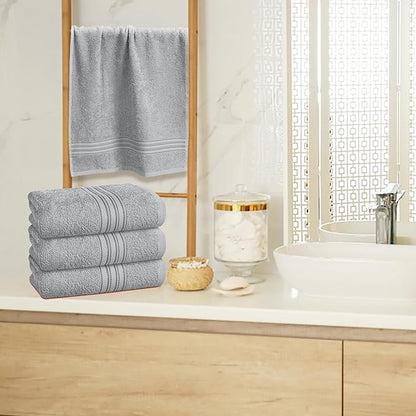 BOUTIQUO Ultra Soft Cotton 6 -Piece Hand Towel Set 16x24 Inch, Ideal for use in Bathroom, Kitchen, Gym, Spa & General Cleaning, Compact & Lightweight Multi Purpose Hand Towels - Light Grey