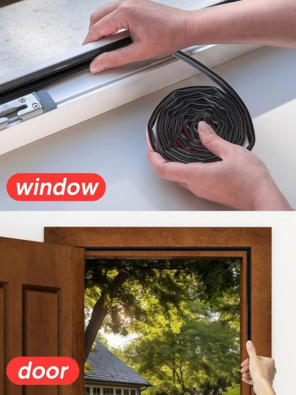 Weather Stripping Silicone Door Seal Strip for Doors and Windows, 39ft Self-Adhesive Waterproof Window Sealing Strip by SUNMON(Black)