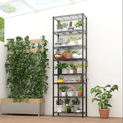 8 Tier Storage Racks Shelving, Heavy Steel Pantry Shelves, Adjustable Wire Shelving Rack, Suitable for Garage, Kitchen, Bathroom, Office, 24" W x 14" D x 80" H, Black
