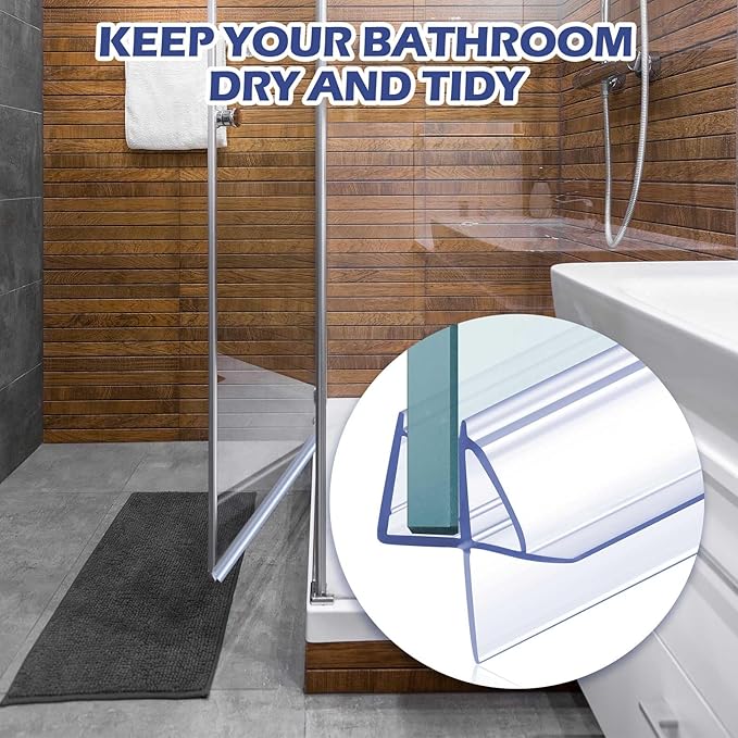 Frienda 2 Pcs Shower Door Bottom Seal 3/16" x 36'' Clear PVC Glass Door Sweep Shower Frameless Seal Strip for Replacement Stopping Leaks and Creating Water Barrier