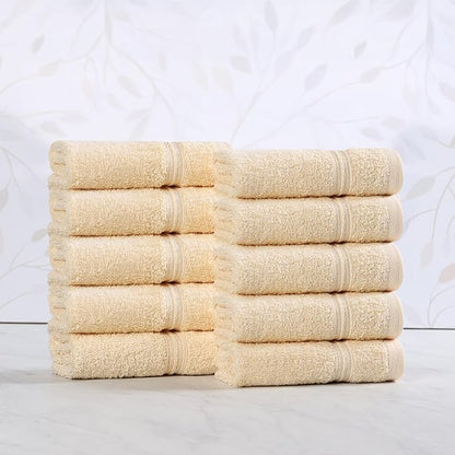 Superior Egyptian Cotton 10-Piece Face Towel Set , Small Towels For Facial, Spa, Quick Dry, Absorbent Towels, Bathroom Accessories, Guest Bath, Home Essentials, Washcloth, Airbnb, Canary