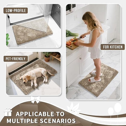 Yimobra Chenille Bathroom Rugs Non Slip, Extra Thick Soft Absorbent Bath Rug 31.5x20 Inch, Machine Washable Quick Dry Bath Mat for Bathroom Floor, Tub and Shower, Home Decor Accessories, Camel