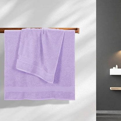 Elvana Home Cotton 2 Pack Oversized Bath Towel Set 28x55 inches, Large Bath Towels, Ultra Absorbant Compact Quickdry & Lightweight Towel, Ideal for Gym Travel Camp Pool - Dark Purple
