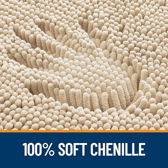 OLANLY Bathroom Rugs 44x24, Extra Soft Absorbent Chenille Bath Rugs, Rubber Backing Quick Dry, Machine Washable Bath Mats for Bathroom Floor, Tub and Shower, Home Decor Accessories, Beige