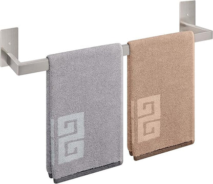 NearMoon Self Adhesive Bathroom Towel Bar, Stainless Steel Square Bath Wall Shelf Rack Hanging Towel Stick On Sticky Hanger Contemporary Style, Towel Rack Wall Mounted (24 Inch, Brushed Nickel)
