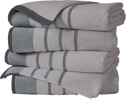Great Bay Home Decorative Bath Towel Set - Luxury Cotton 4 Pack 54x27 Bath Towel Set - Luxurious, Ultra-Soft, Durable Towels for Bathroom Decor (Grey)