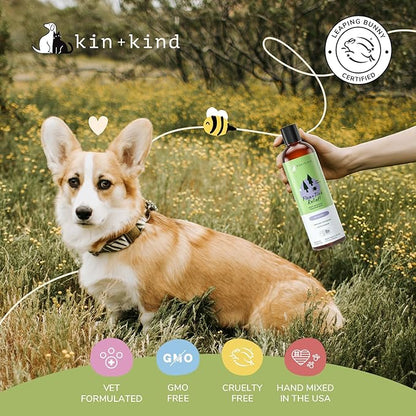 kin+kind Flea and Tick Shampoo for Dogs Vet Formulated - Plant Powered, Safe and Effective Dog Shampoo with Coconut and Olive Oil - Lavender Scent - Prevent Fleas and Ticks - Made in USA 12 fl oz