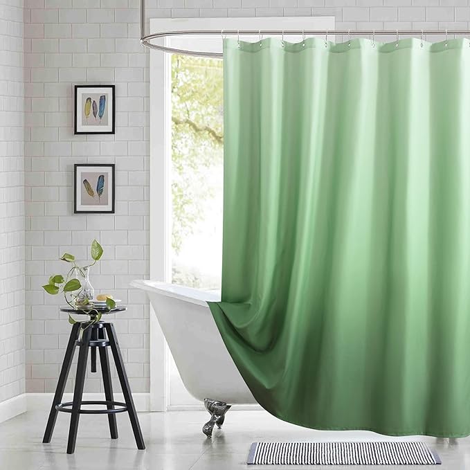 Fabric Shower Curtain 78 Inches Long, Sage Green Ombre Modern Shower Curtains for Bathroom, 72" W x 78" H
