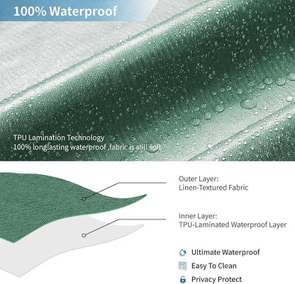 2-in-1 Waterproof Fabric Shower Curtain or Liner,Linen Textured,Breathable TPU & Washable Bathroom Shower Curtain Set with 12 Plastic Hooks,Modern,72"x72" Emeraldgreen