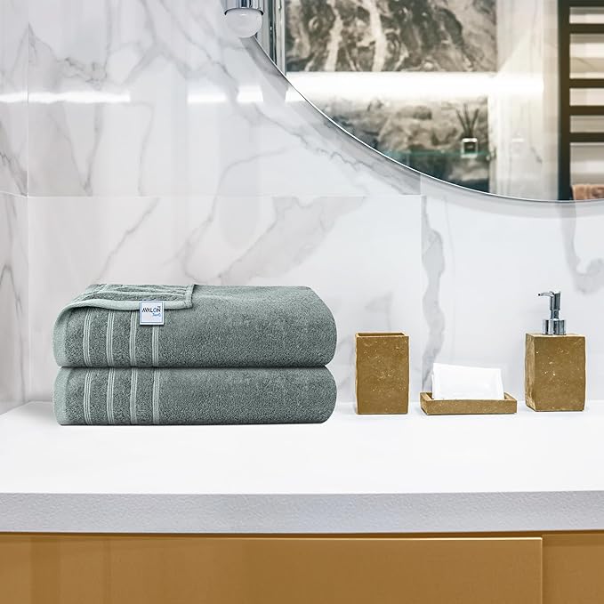 Avalon Towels Bath Towels Set of 4, Size 30 x 60 Inches, Highly Soft and Absorbent, Quick Drying, Lightweight, Perfect for Daily Use (Light Grey)