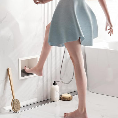Shower Foot Rest for Shaving Legs, 304 Stainless Steel Footrest Niche with Shaving Holder, Recessed Shower Niche for Shaving Legs, Matte White