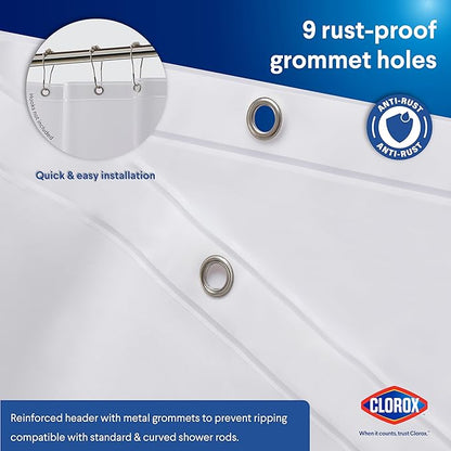 CLOROX Shower Curtain Liner, Premium Medium-Weight Durable Waterproof 6g PEVA for Bathroom with Weighted Magnets, Extra Long 54" x 78", Frosty 1 Pack