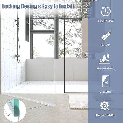 2-Pack Shower Door Bottom Seal, (3/8" x 39") Ultra Clear Glass Shower Door Seal Strip, Stop Leaks and Create a Water Barrier