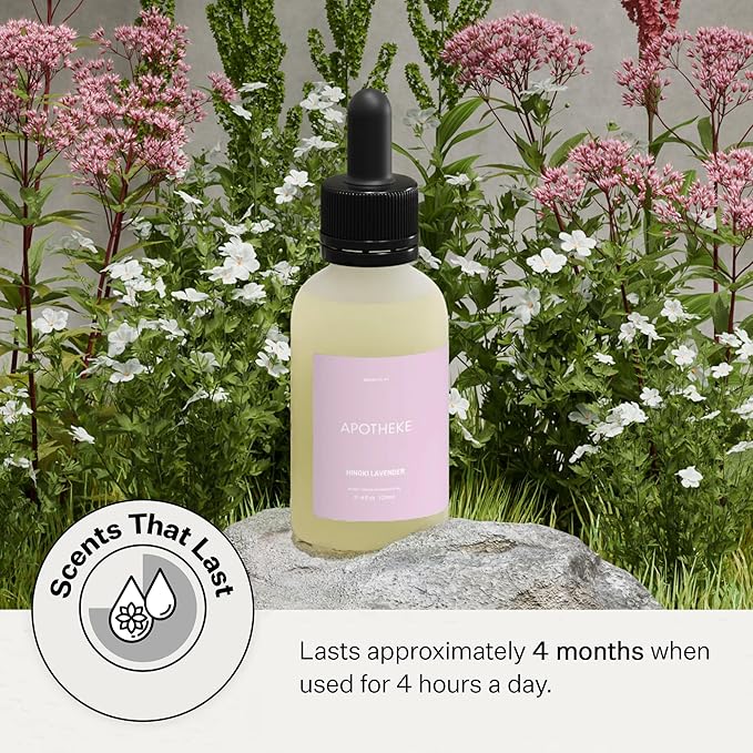 Apotheke Scent Tower Aromatherapy Diffuser Fragrance Refill, Hinoki Lavender (120 ml) - Long-Lasting Perfume-Grade Essential Oil for Clean & Fresh Home, Office, Hotel & Large Rooms