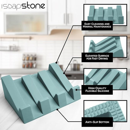 Silicone Soap Dish (USA Patented) Self Draining Bar Soap Holder for Shower Bathroom Sink, Drying Soap Dish Tray Sponge Holder Easy Cleaning Soap Saver Mat Travel Accessories (Teal, 2)