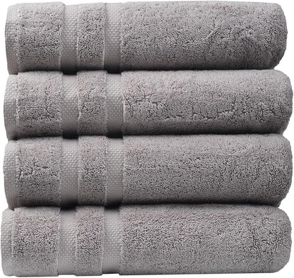 SOFE H&L | Olea Luxury Cotton Turkish Bath Towels Set of 4 Cool Gray | Premium, Soft, Durable, Absorbent | Hotel Quality Plush Towels and Thick Towel Sets