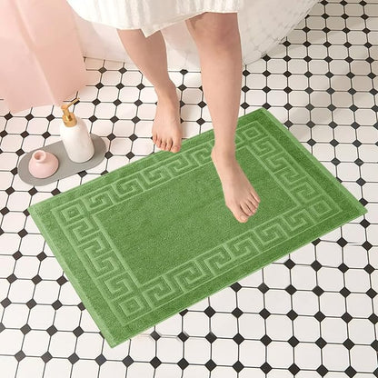 DAN RIVER Greek Cotton Bath Mats Set of 2 – Not a Bathroom Rug, Ultra Soft, Highly Absorbent & Machine Washable Bath Mat Towel for Bathroom Floor Mat – Durable, Quick-Dry, 21x34 Inches, Sage Green