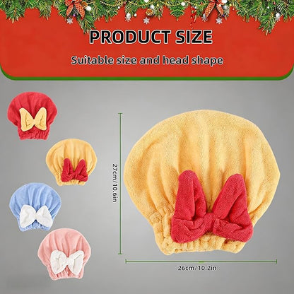 (2PC Red + Pink) Women's Super Absorbent Towel Pack Ultra Fine Fiber Quick Drying Towel Soft Bow Tie Set to Reduce Hairiness Lightweight Hair Blow Towel Suitable for All Hair Types