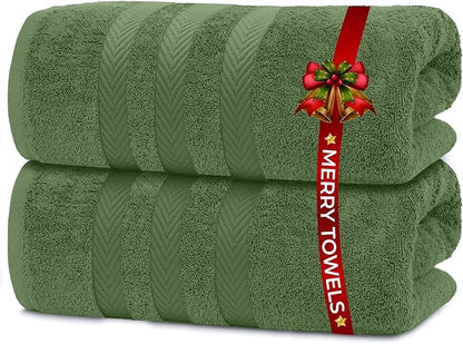 RIVERSIDE Pack of 2 Extra Large Bath Sheets 35 x 70 Inches - 100% Ring Spun Cotton Hotel Quality Oversized Bath Towels - Super Soft, Highly Absorbent & Quicker to Dry - Sage Green