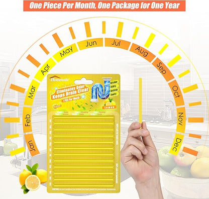 Drain Sticks Bio-Flow Drain Cleaner Sticks Lemon Scent Odor Remover for Sink Pipe Cleaning