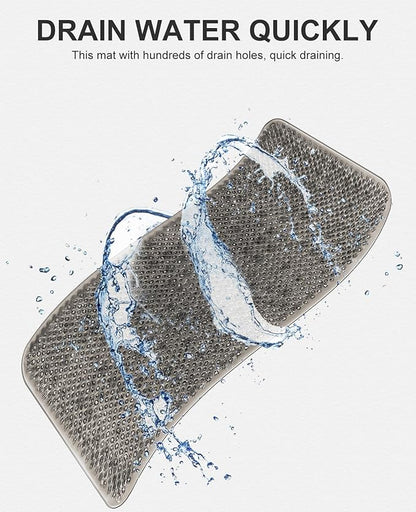 OTHWAY Non Slip Grassy Bathtub Mat : 27.5X15.7 inches Sturdy But Soft Bath Mat_Quick Drain Shower Floor Mat with Soft Bristles for Scrubbing Feet (Dark Grey)