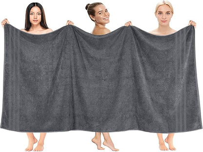 DAN RIVER 2 Pack Luxury Bath Sheets 35x70, 600 GSM, Soft & Quick Dry 100% Ring Spun Cotton Towels Ideal for Hotels, Spas, Gyms & Salons Extra Large, Dark Gray