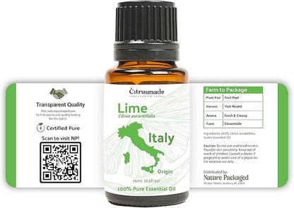 Lime Essential Oil - Direct from Citrusmade in Sicily- Pure Essential Oils for Diffusers and Aromatherapy in The Mediterranean - 100% Pure Therapeutic Grade (8oz)