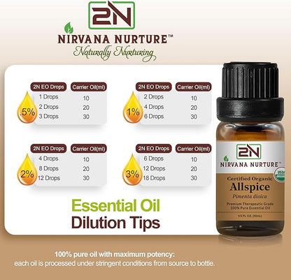 Allspice Essential Oil USDA Certified Organic, 100% Pure Natural Premium Grade, Undiluted
