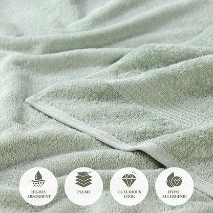 Superior Egyptian Cotton 6-Piece Towel Set, Bathroom Essentials, Towels For Bathroom, Apartment, Airbnb, Guest Bath, Face, Hand, Bath Towels, Washcloths, Absorbent, Fast Drying, Sage