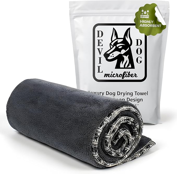 Premium Drying Towel – Large 24x35 Super Absorbent Microfiber Dog Bath Towel – Quick Dry, Soft & Durable Dog Towel for Drying Dogs – 1200 GSM Gray for Beach, Camping & Travel