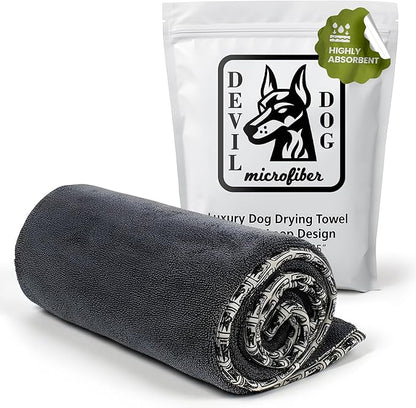 Premium Drying Towel – Large 24x35 Super Absorbent Microfiber Dog Bath Towel – Quick Dry, Soft & Durable Dog Towel for Drying Dogs – 1200 GSM Gray for Beach, Camping & Travel