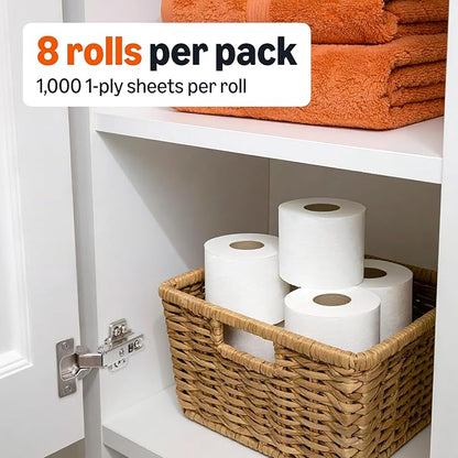 Amazon Basics 1000 Sheet 1-Ply Bath Tissue, 8 Rolls