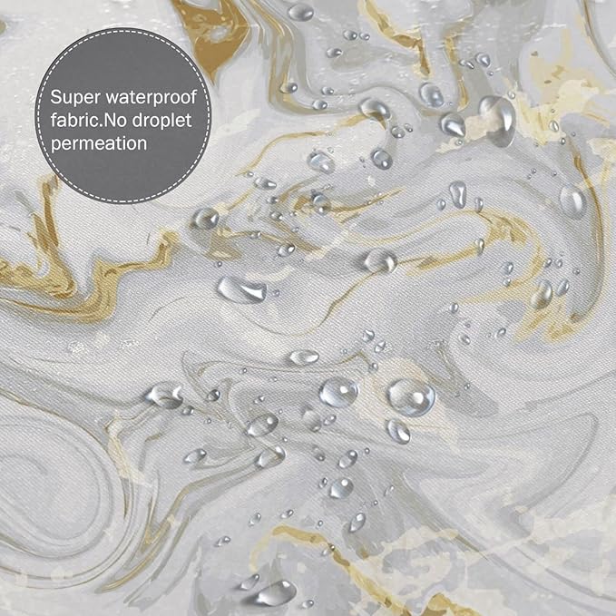 Domoku Grey Gold Marble Shower Curtain,Abstract Modern for Bathroom Decor,Waterproof Texture Washable Fabric,36 X 72