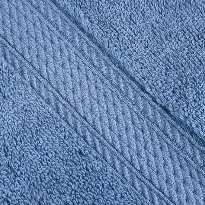 Superior Egyptian Cotton Pile 9 Piece Towel Set, Includes 3 Bath, 3 Hand, 3 Face Towels/Washcloths, Ultra Soft Luxury Towels, Thick Plush Essentials, Guest Bath, Spa, Hotel Bathroom, Denim Blue