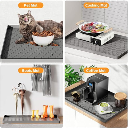 Silicone Under Sink Mat 31" x 19", kitchen Essentials and Gadgets, Shelf liner and Cabinet Protector, Home Organizers and Storage, Waterproof Bathroom Tray