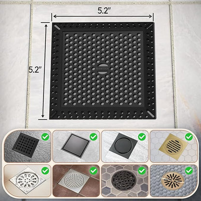 Not Moving Shower Drain Hair Catcher,Effective Hair Catcher Shower Drain,Square Flat Shower Drain Cover Protector Filter,Efficient Drainage,Hair Trap Stopper