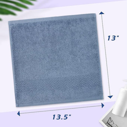 Cleanbear Cotton Washcloths Bath Wash Cloth Set 13 x 13 Inches, 6-Pack Face Cloths with 3 Colors