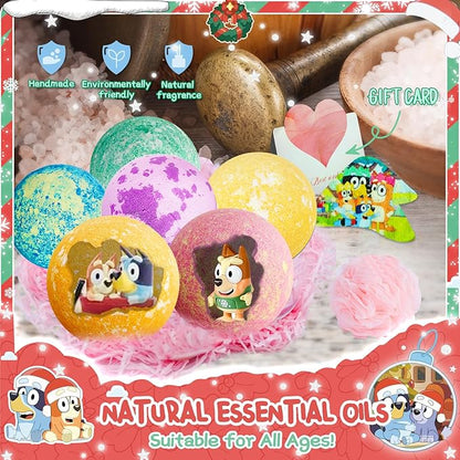 Bath Bombs for Kids: XXL Bath Bombs with Surprise Inside, Organic Bath Bombs Rich in Natural Essential Oils, Kids Bath Bombs Gift Set for Dry Skin Moisturize, Gifts Card for Kids (6 Pcs)